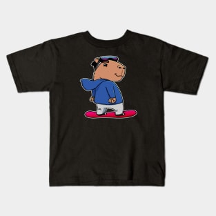 Capybara Snowboarder Boy Snowboarding Kids T-Shirt